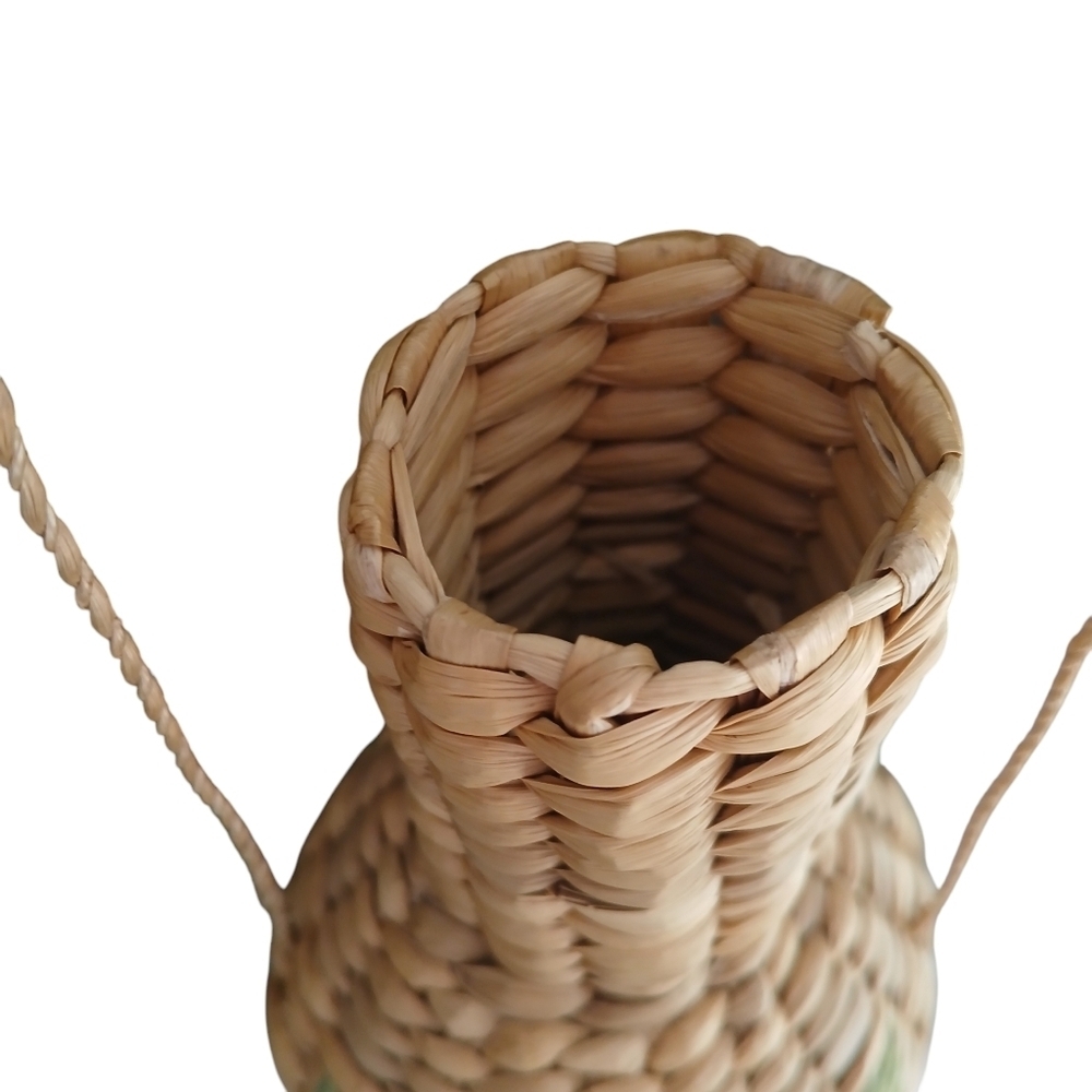 Vintage 60's Mexican Wine Bottle Holder Bag Woven Rattan - Picture 6 of 13